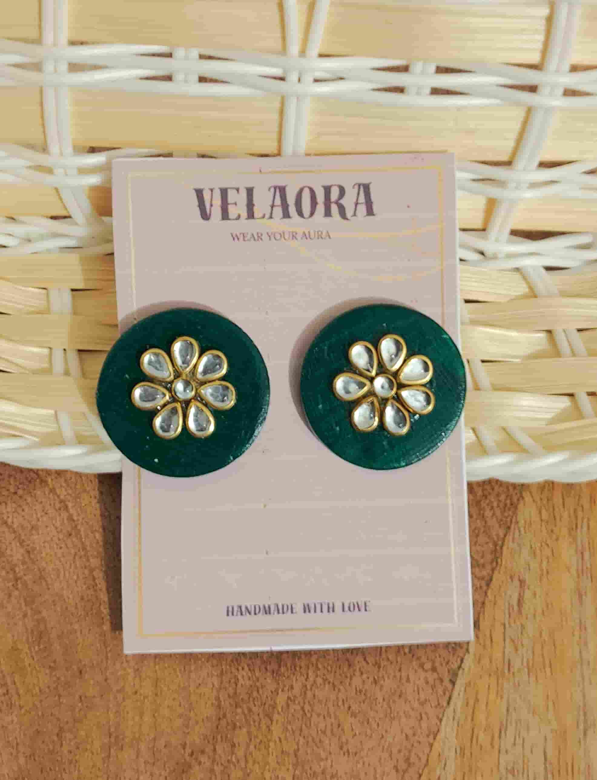Amritika Kundan Stud Earrings for Women | Celebrity Choice Limited Edition Jewelry by Velaora Jewels