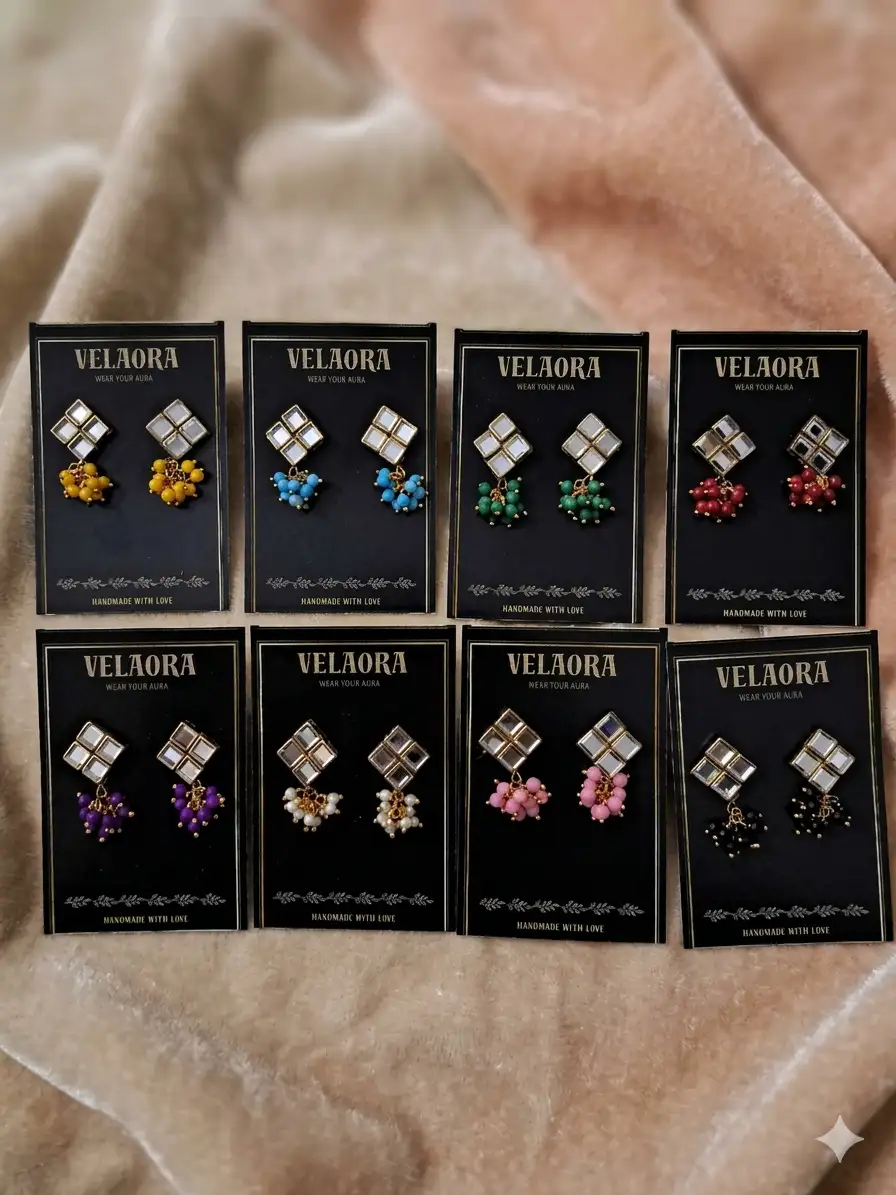 Multicolor Kundan Drop Earrings Set for Women | Velaora Jewels by Velaora Jewels