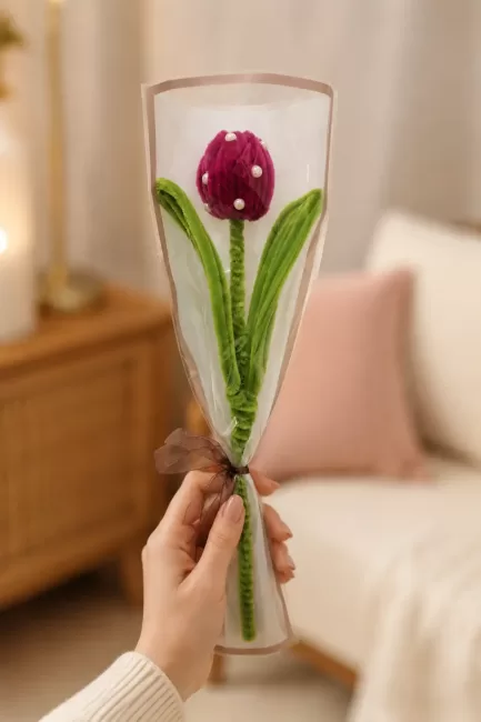 Handmade Pearl Tulip Flower Bouquet – 15 Inch model thumbnail