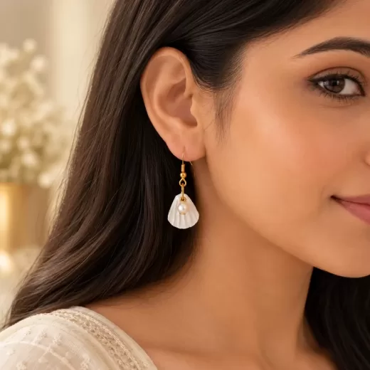 white shell earrings model thumbnail