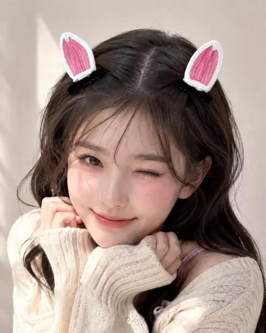 Handmade Bunny Ear Hair Clips Pink White Pair | Velaora Jewels handmade jewellery by Velaora Jewels