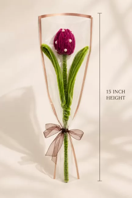 Handmade Pearl Tulip Flower Bouquet – 15 Inch product thumbnail