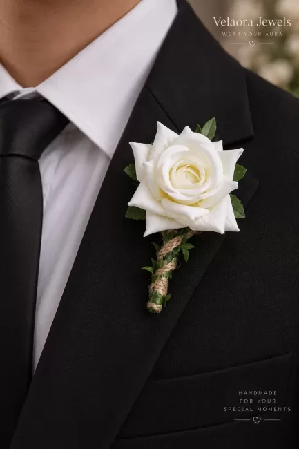 ivory garden rose brooch handmade jewellery by Velaora Jewels