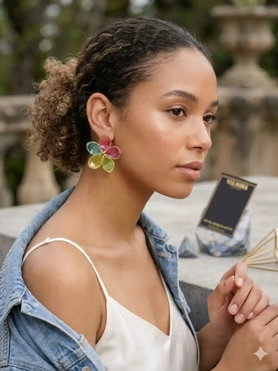 multicolour fairy earrings model thumbnail