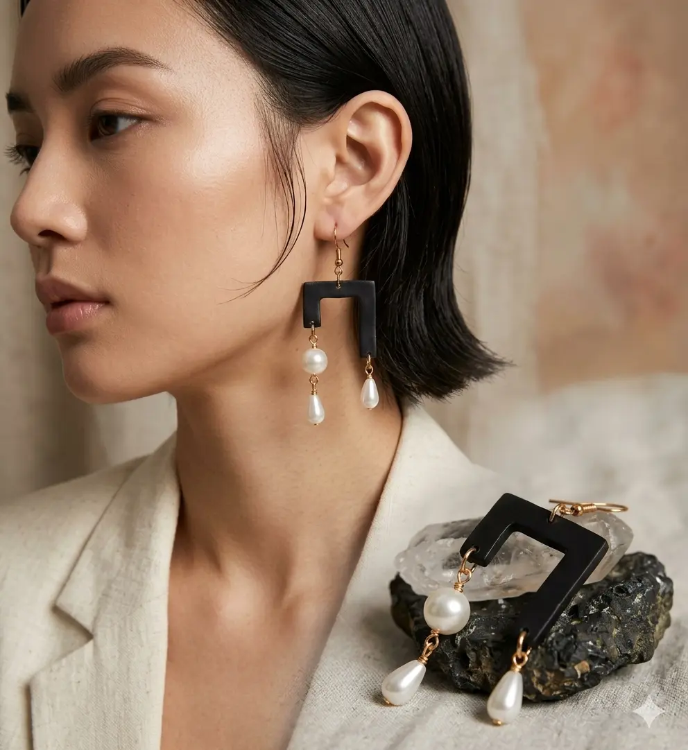Black Aura Drops by Velaora Jewels